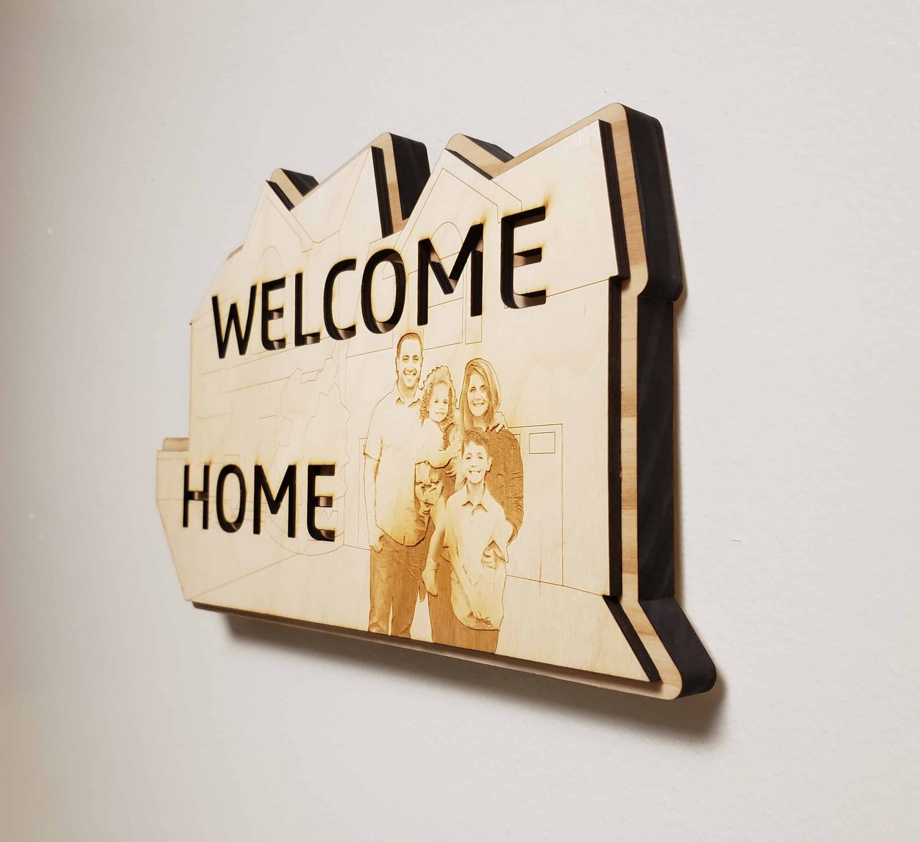 Welcome Home Plaque on Wall Right angle